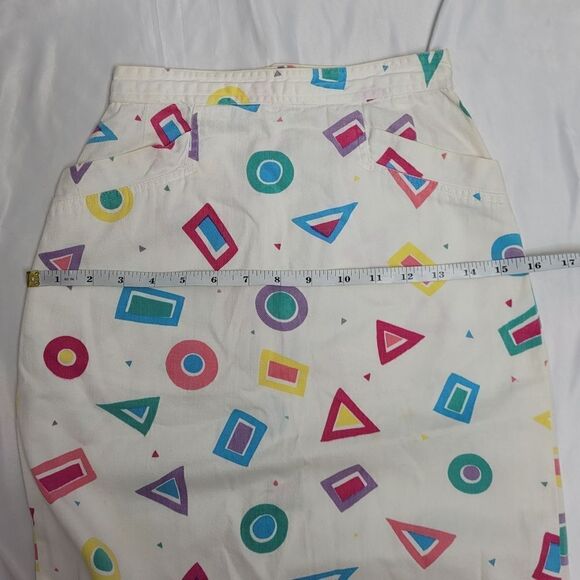 VINTAGE 90s geometric print button back pencil skirt XS - Picture 9 of 10